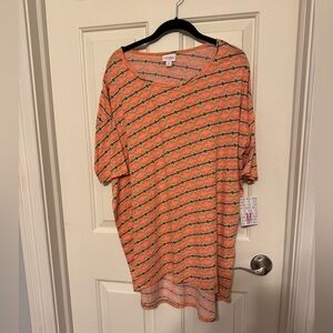 Lularoe Irma High Low Oversized Shirt Top Orange and Purple Faded Design Sz M